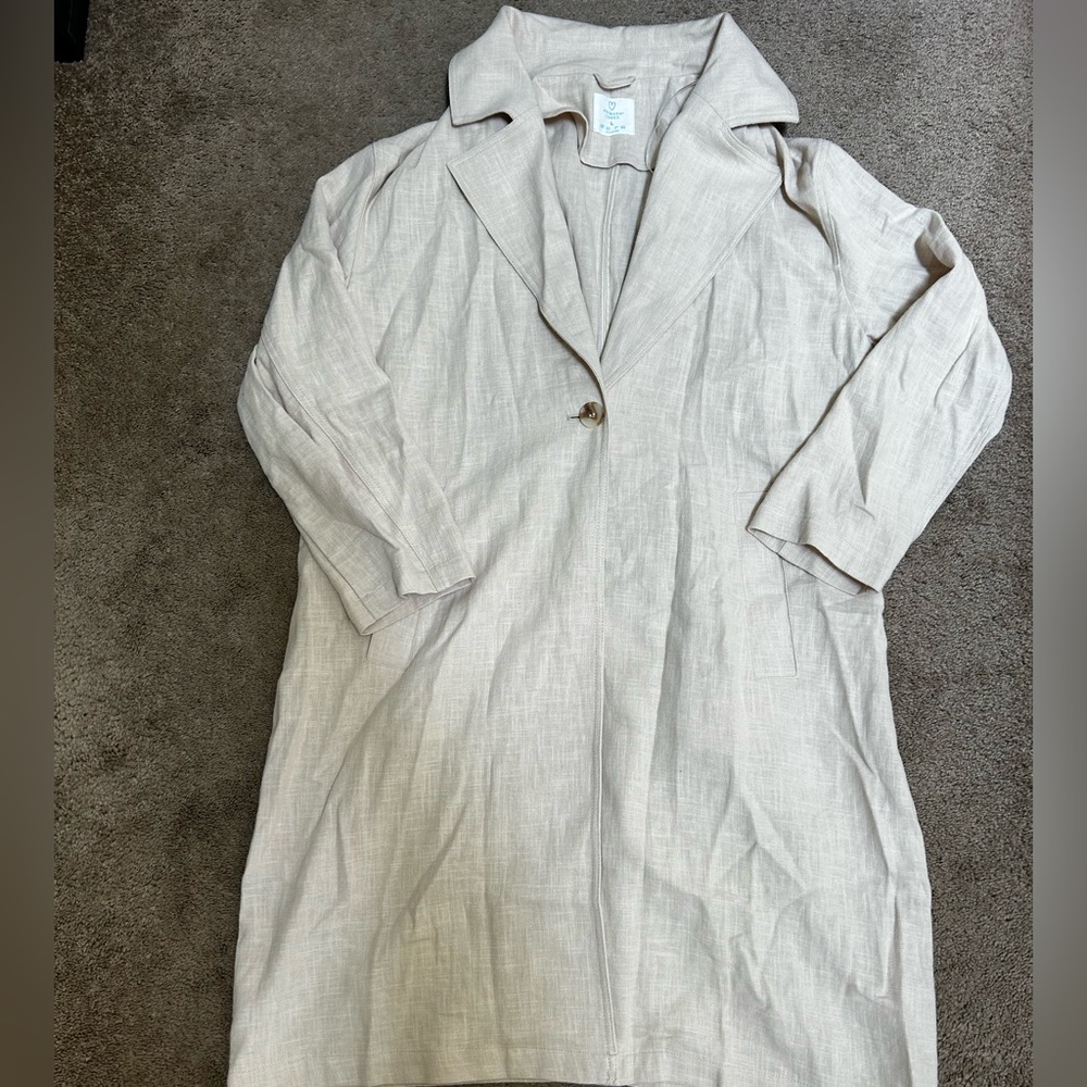NWOT Primark linen off-white button overcoat large